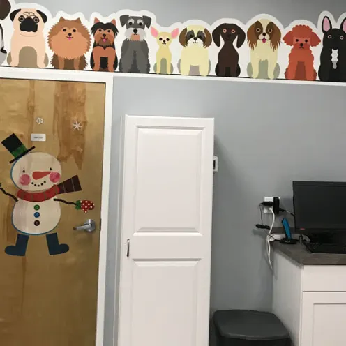 Wall decals on wall and door
